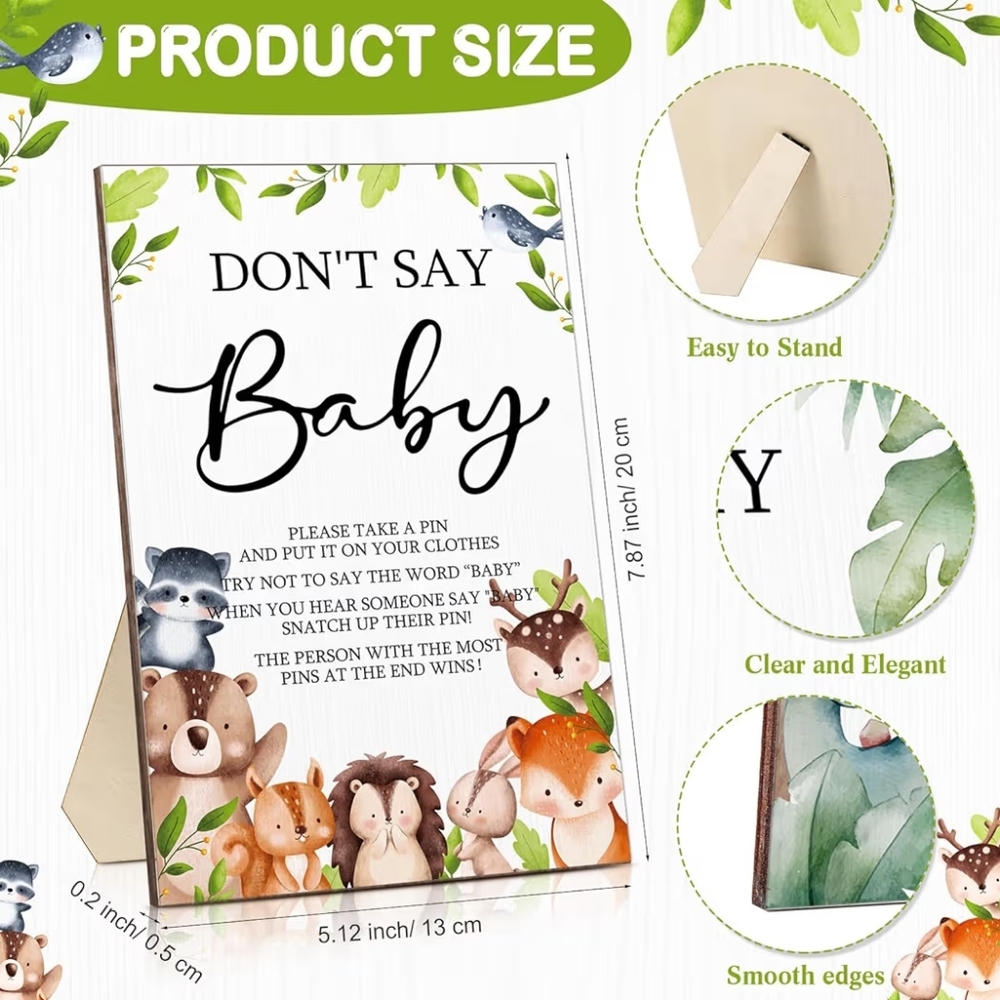 "Don't Say Baby" Woodland Theme Baby Shower Game - Picture 3 of 16